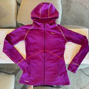 Saucony womens full zip hooded sweatshirt outerwear athletic Sz M excellent Cond